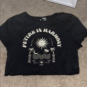 Black Graphic Crop Top